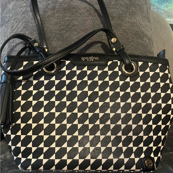Spartina 449 Black and White Checkered Tote - Picture 1 of 13